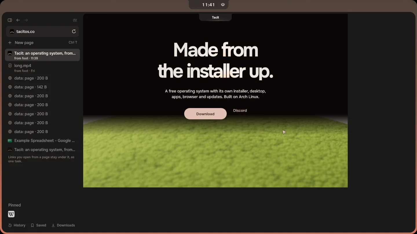 Thyris on a screen at 125 % before the fix: the page fills only the top left of the window, with a dark band to its right and below it.
